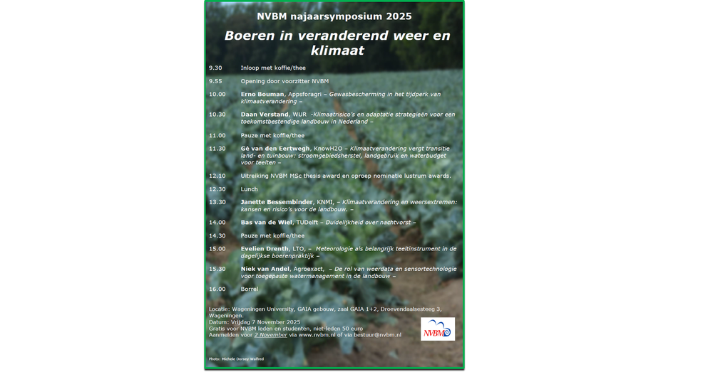NVBM najaarssymposium: Boeren in veranderend weer en klimaat