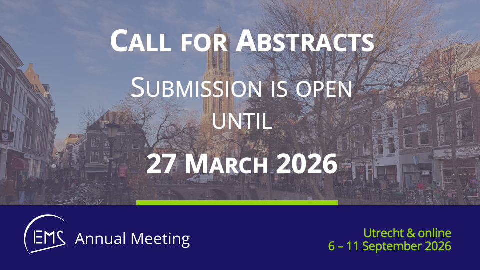 EMS2026 (Utrecht): Indiening Abstracts open tot 27 maart