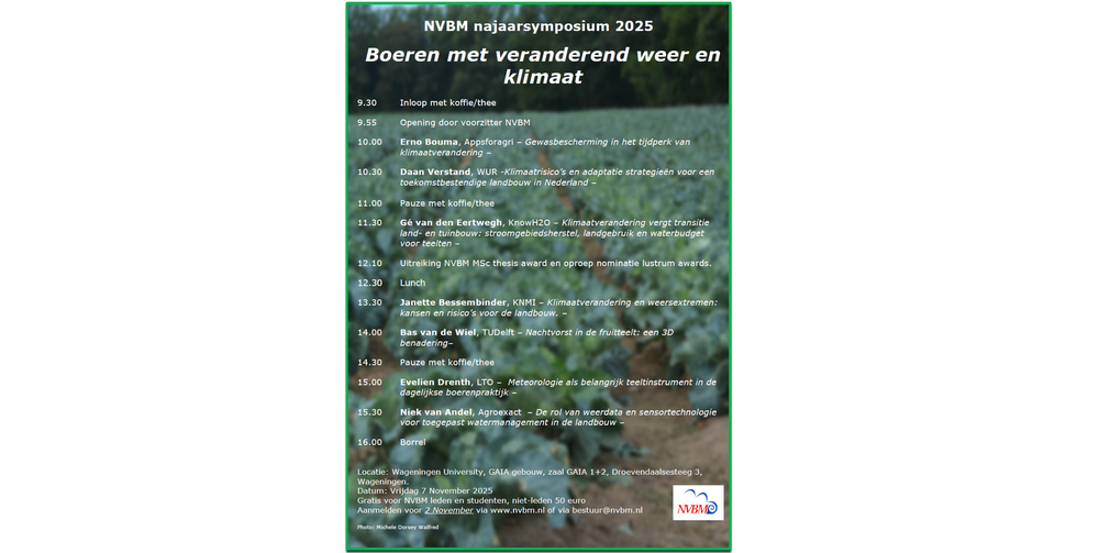 Najaarssymposium 7 Nov 2025: Boeren in veranderend weer en klimaat